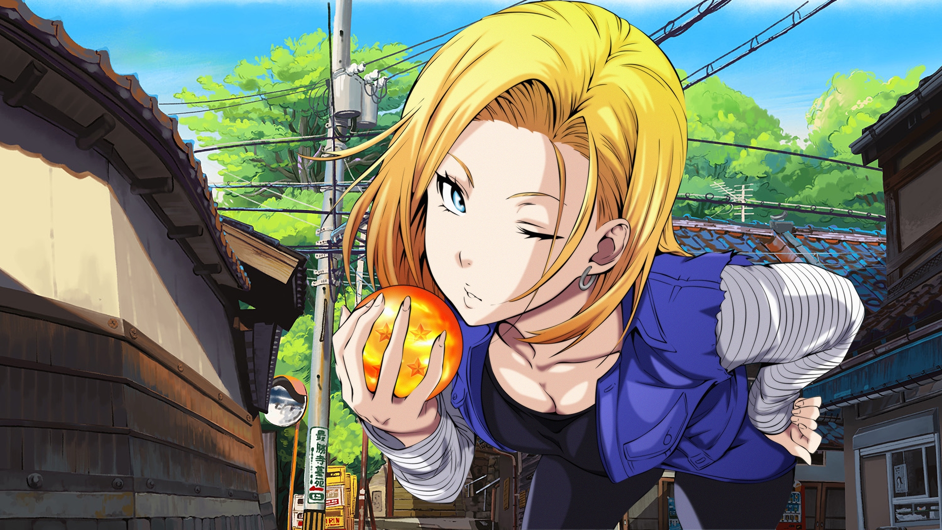 Wallpaper Anime Girls Dragon Ball Android 18 Blonde Bent Over Cleavage Resolution 