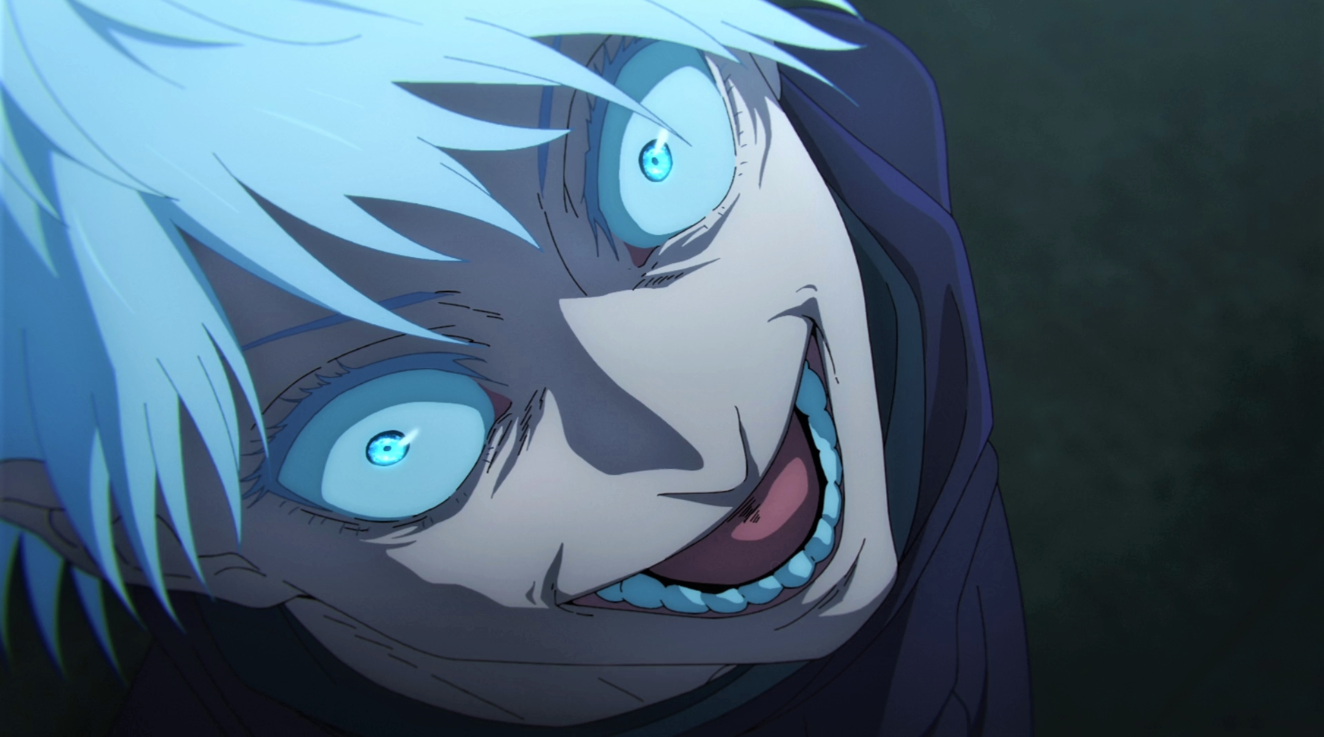 Wallpaper Satoru Gojo, Jujutsu Kaisen, White Hair, Smiling, Scary Face ...